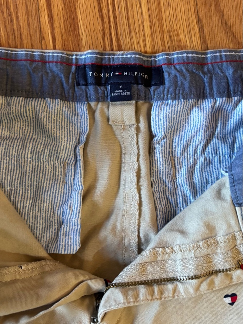 Tommy Hilfiger Men's Tan Chinos with Blue Waistband Detail
